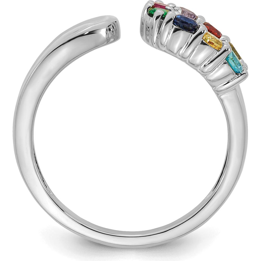 14K White Gold 8-Birthstone Wrap Mother's Ring with Prong-Set Gemstones by Oro Pregiato