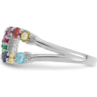 14K White Gold 8-Birthstone Wrap Mother's Ring with Prong-Set Gemstones by Oro Pregiato