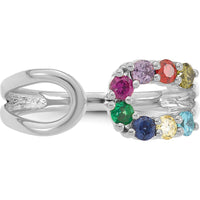 14K White Gold 8-Birthstone Wrap Mother's Ring with Prong-Set Gemstones by Oro Pregiato