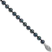 14K White Gold 8" Bracelet with Black Akoya Cultured Pearls - 5-6mm by Monteluci Fine Jewelry