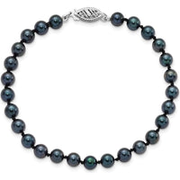 14K White Gold 8" Bracelet with Black Akoya Cultured Pearls - 5-6mm by Monteluci Fine Jewelry