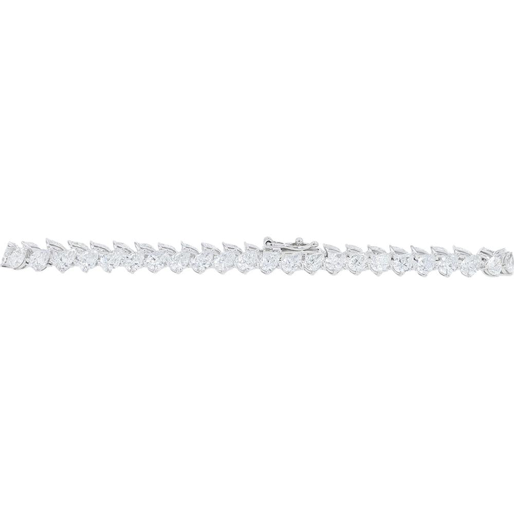 14K White Gold 8 Carat Lab Grown Diamond Tennis Bracelet - 8.00 Carat Total Diamond Weight