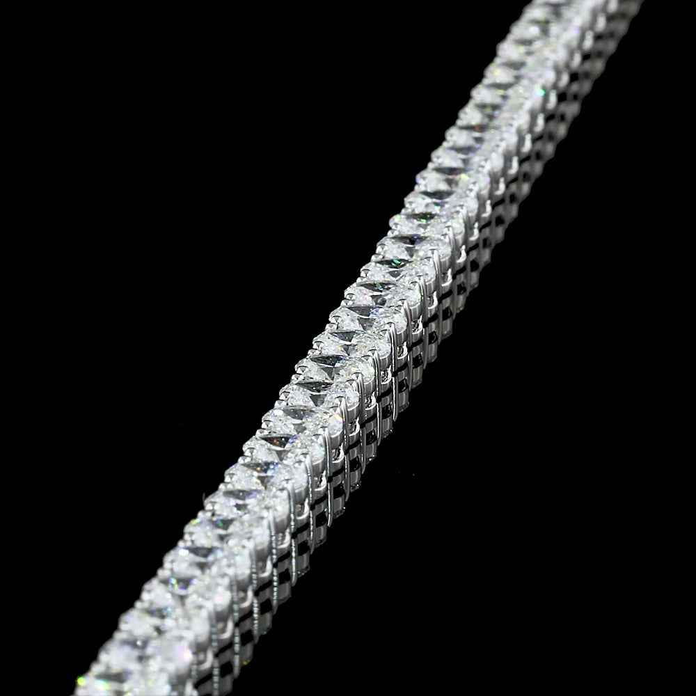 14K White Gold 8 Carat Oval Cut Lab Diamond Tennis Bracelet with Prong Set E-F VS1 Stones - 57 Diamonds Total - Covaloro Fine Jewelry