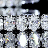 14K White Gold 8 Carat Oval Cut Lab Diamond Tennis Bracelet with Prong Set E-F VS1 Stones - 57 Diamonds Total - Covaloro Fine Jewelry