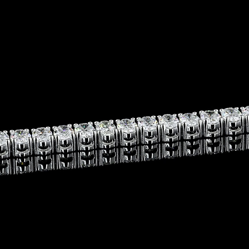 14K White Gold 8 Carat Oval Cut Lab Diamond Tennis Bracelet with Prong Set E-F VS1 Stones - 57 Diamonds Total - Covaloro Fine Jewelry