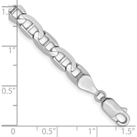 14K White Gold 8" Concave Anchor Bracelet with Lobster Clasp by 0