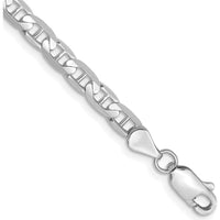 14K White Gold 8" Concave Anchor Bracelet with Polished Finish and Lobster Clasp by 0
