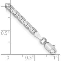 14K White Gold 8" Concave Anchor Chain Bracelet with Lobster Clasp by 0