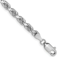 14K White Gold 8" Diamond-Cut Quadruple Rope Chain Bracelet with Lobster Clasp - 4mm Width by Oro Pregiato