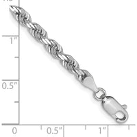 14K White Gold 8" Diamond-Cut Quadruple Rope Chain Bracelet with Lobster Clasp - 4mm Width by Oro Pregiato