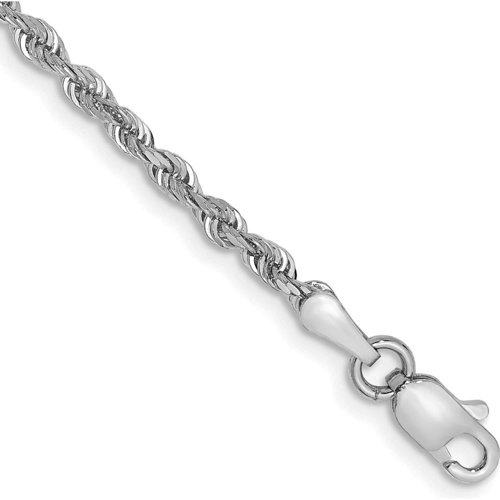 14K White Gold 8" Diamond-Cut Quadruple Rope Chain Bracelet with Lobster Clasp by Oro Pregiato