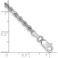 14K White Gold 8" Diamond-Cut Rope Bracelet with Lobster Clasp - 2.75mm Width