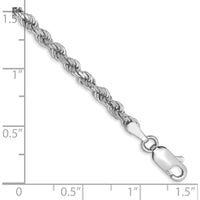 14K White Gold 8" Diamond-Cut Rope Bracelet with Lobster Clasp - 3mm Solid Polished Handmade Chain