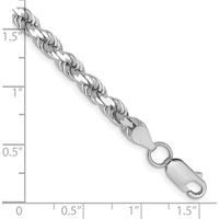 14K White Gold 8" Diamond-Cut Rope Chain - 4.5mm Width with Lobster Clasp