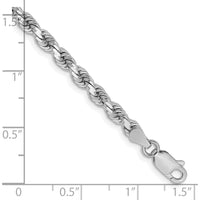 14K White Gold 8" Diamond-Cut Rope Chain Bracelet with Lobster Clasp - 3.75mm