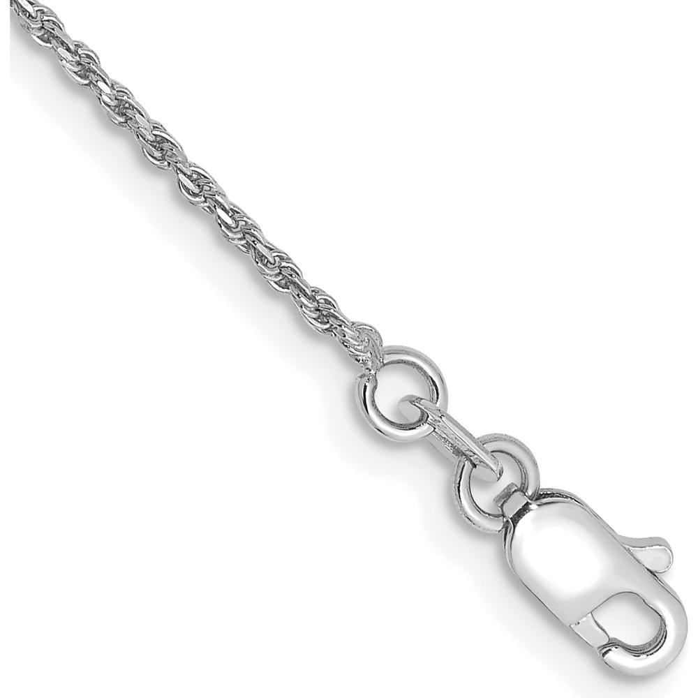 14K White Gold 8" Diamond-Cut Rope Chain Bracelet with Lobster Clasp by 0
