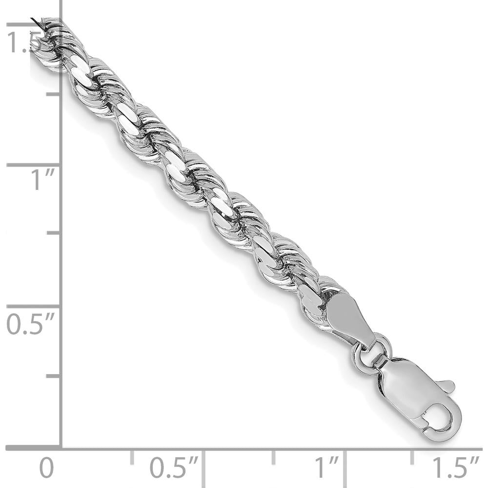 14K White Gold 8" Diamond-Cut Rope Chain with Lobster Clasp - 4.25mm Width