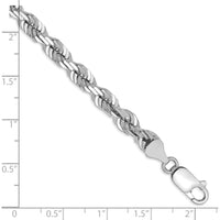 14K White Gold 8" Diamond-cut Rope Chain with Lobster Clasp - 5.5mm Width