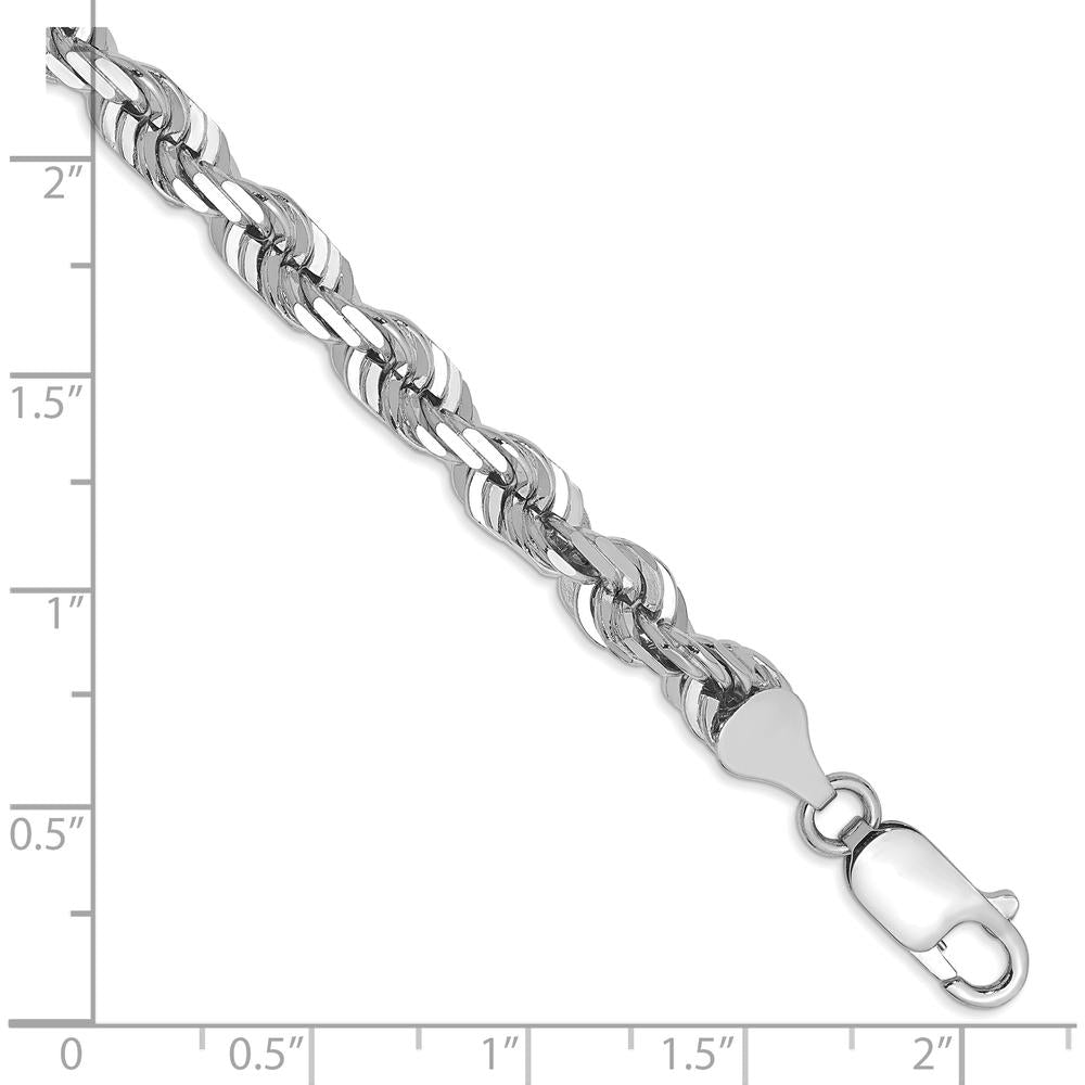 14K White Gold 8" Diamond-cut Rope Chain with Lobster Clasp - 5.5mm Width