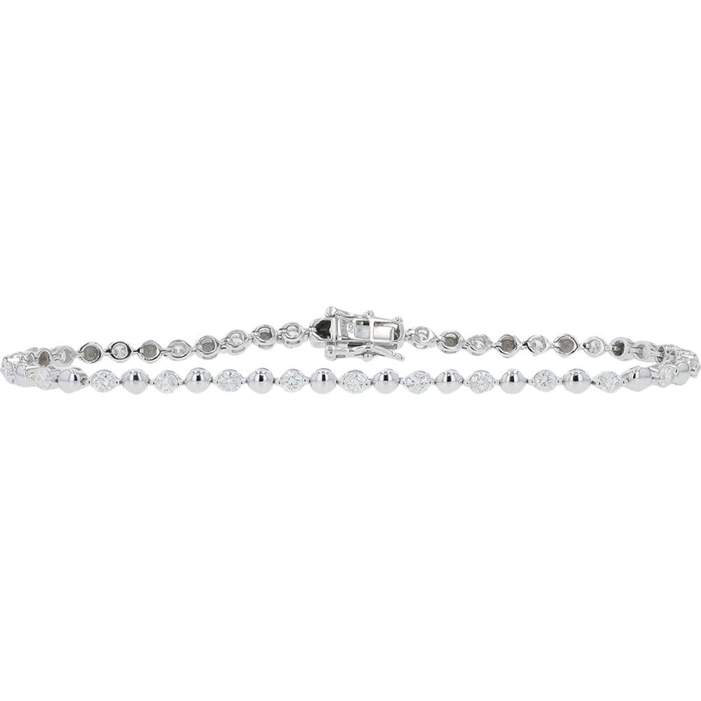 14K White Gold 8" Diamond Tennis Bracelet - 2.00 Carat Total Diamond Weight
