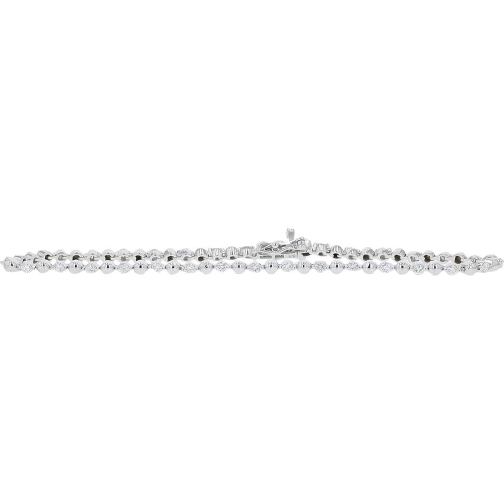 14K White Gold 8" Diamond Tennis Bracelet with Round Brilliant Diamonds - 1.00 Carat Total Diamond Weight