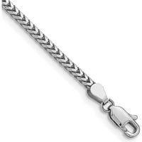 14K White Gold 8" Franco Chain Bracelet - 2.5mm Width with Lobster Clasp by Oro Pregiato