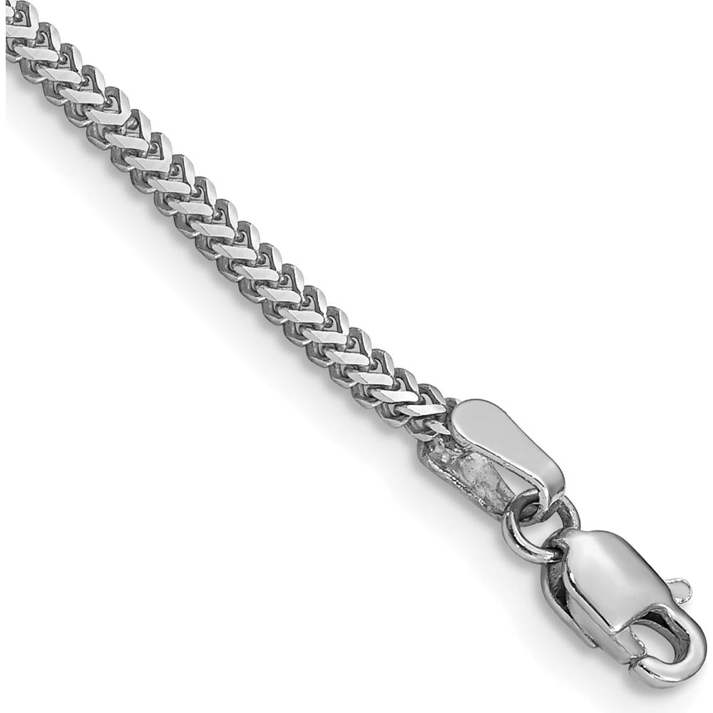 14K White Gold 8" Franco Chain Bracelet with Lobster Clasp - 1.4mm Width by Oro Pregiato