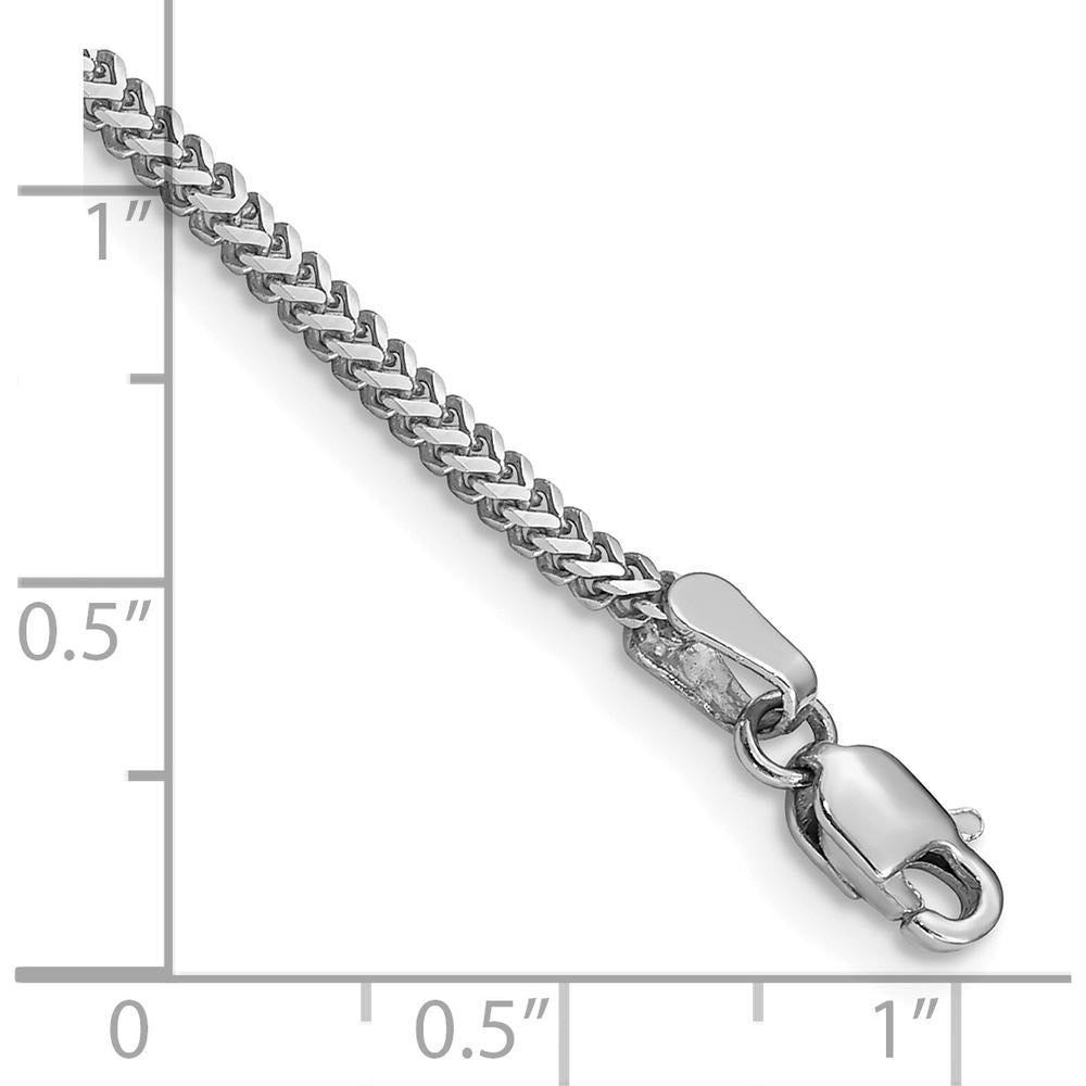 14K White Gold 8" Franco Chain Bracelet with Lobster Clasp - 1.4mm Width by Oro Pregiato