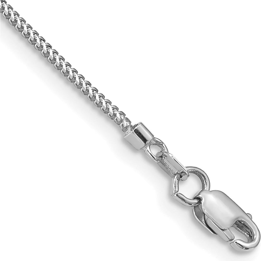 14K White Gold 8" Franco Chain Bracelet with Lobster Clasp - Solid and Polished Finish by Oro Pregiato