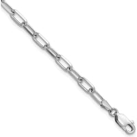 14K White Gold 8 Inch Solid Beveled Paperclip Chain Bracelet with Lobster Clasp by Oro Pregiato