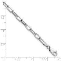 14K White Gold 8 Inch Solid Beveled Paperclip Chain Bracelet with Lobster Clasp by Oro Pregiato