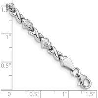 14K White Gold 8" Polished Diamond-Cut X-and-Heart Bracelet by Oro Pregiato