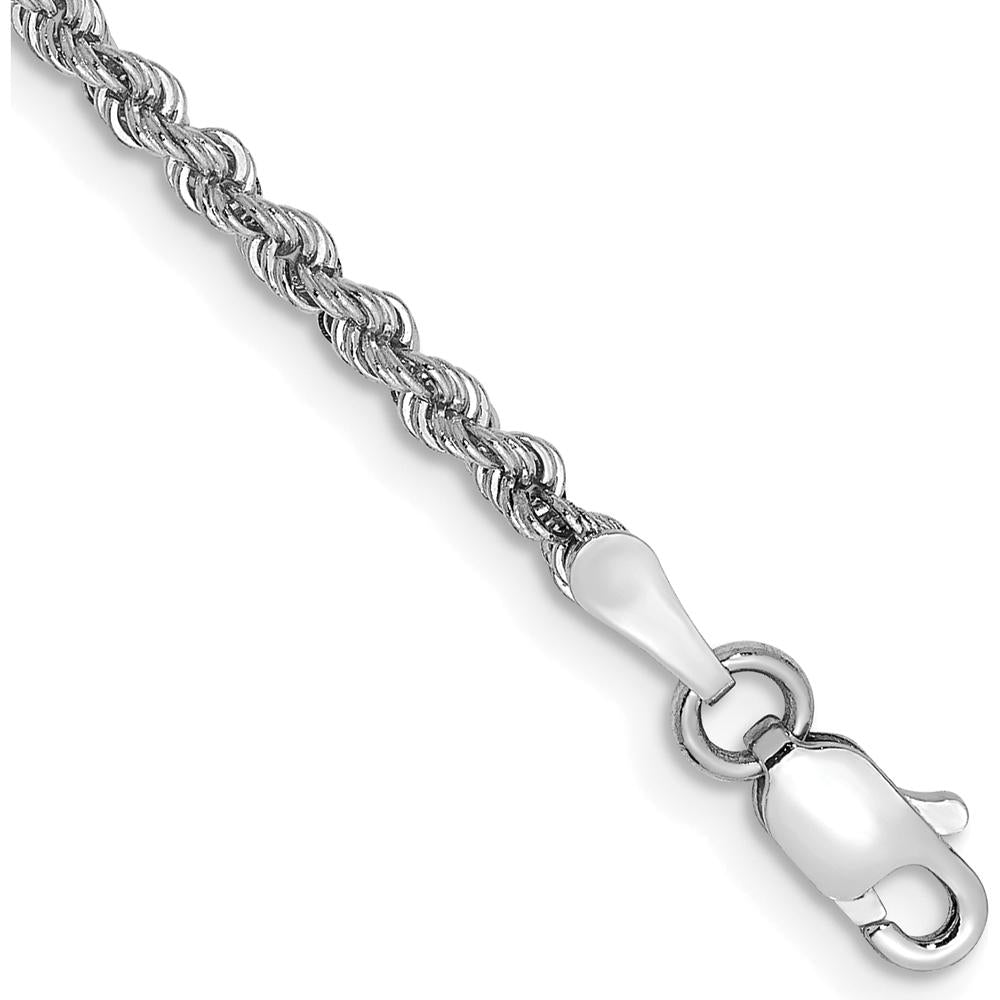 14K White Gold 8" Rope Chain Bracelet with Lobster Clasp - Polished Finish by 0