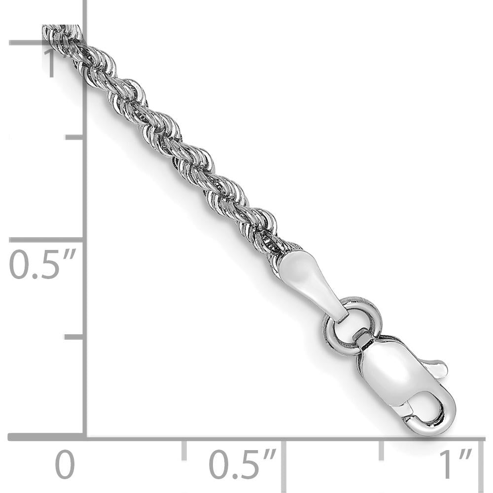14K White Gold 8" Rope Chain Bracelet with Lobster Clasp - Polished Finish by 0