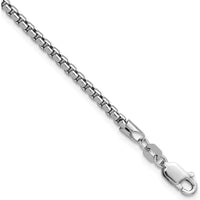 14K White Gold 8" Semi-Solid Round Box Chain Bracelet with Lobster Clasp by Oro Pregiato