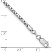14K White Gold 8" Semi-Solid Round Box Chain Bracelet with Lobster Clasp by Oro Pregiato