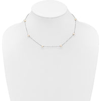 14K White Gold 8-Station Freshwater Cultured Pearl Necklace with Rhodium-Plated Cable Chain - 16 Inches by Monteluci Fine Jewelry