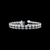 14K White Gold 8" Tennis Bracelet with East-West Set Pear Shape Lab Diamonds - 9.21 Carats Total Diamond Weight - Covaloro Fine Jewelry