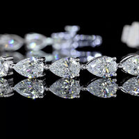 14K White Gold 8" Tennis Bracelet with East-West Set Pear Shape Lab Diamonds - 9.21 Carats Total Diamond Weight - Covaloro Fine Jewelry