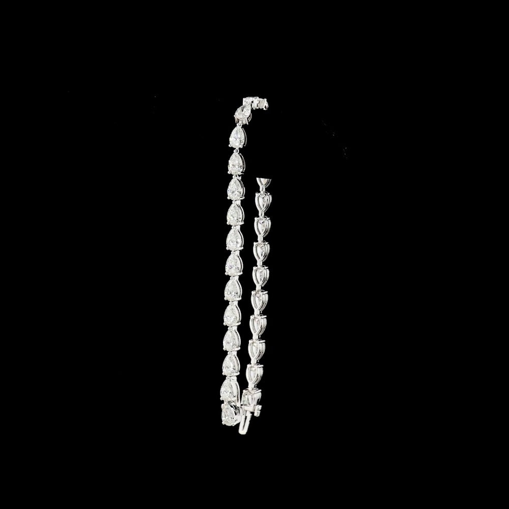 14K White Gold 8" Tennis Bracelet with East-West Set Pear Shape Lab Diamonds - 9.21 Carats Total Diamond Weight - Covaloro Fine Jewelry