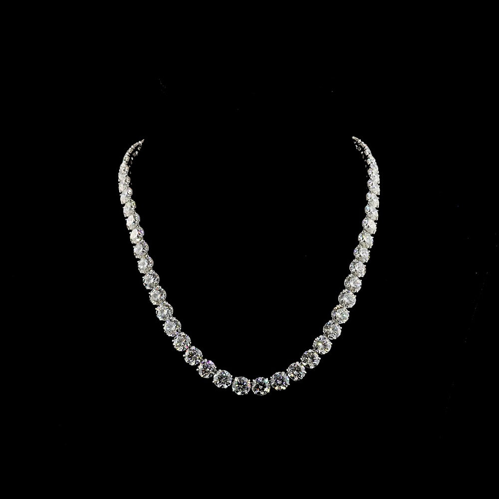 14K White Gold 81.33 Carats Tennis Necklace with Round and Marquise Cut Lab Diamonds - D VS1 Clarity - Covaloro Fine Jewelry