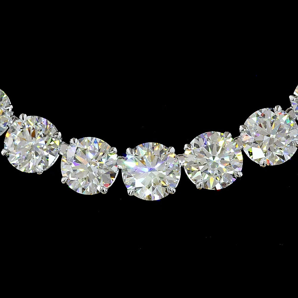 14K White Gold 81.33 Carats Tennis Necklace with Round and Marquise Cut Lab Diamonds - D VS1 Clarity - Covaloro Fine Jewelry
