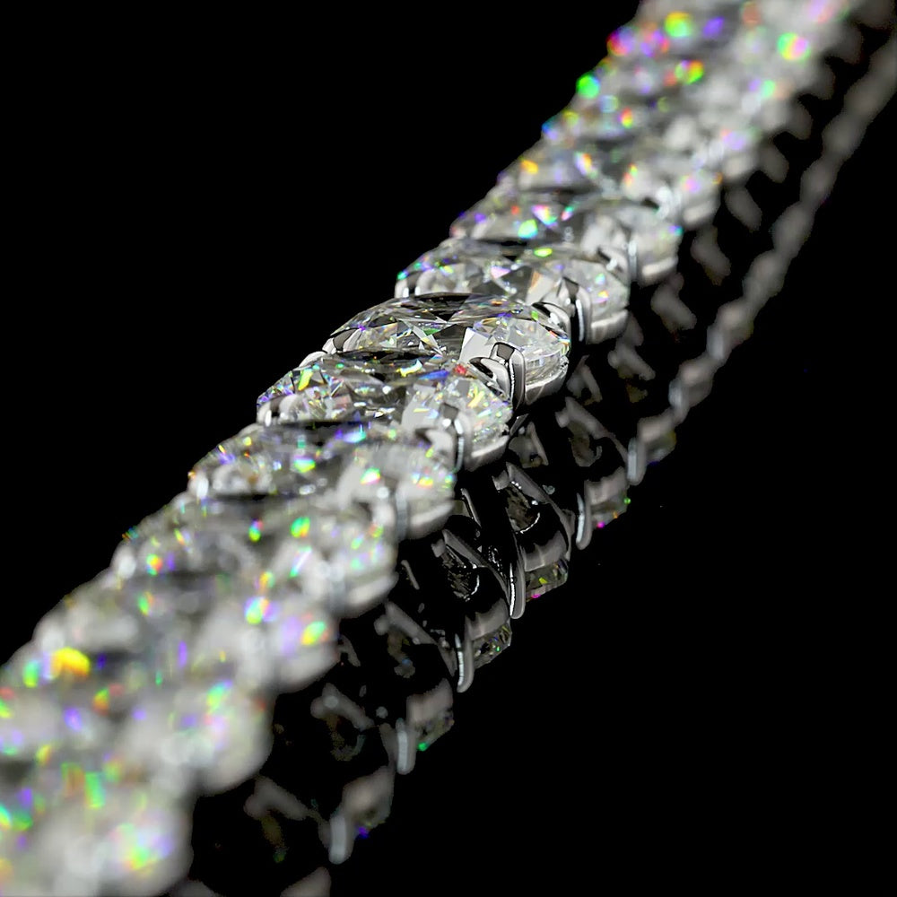 14K White Gold 81.33 Carats Tennis Necklace with Round and Marquise Cut Lab Diamonds - D VS1 Clarity - Covaloro Fine Jewelry