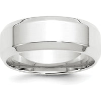 14K White Gold 8mm Beveled Edge Comfort Fit Wedding Band - Size 9.5 by 0