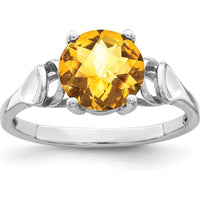 14K White Gold 8mm Citrine Checkerboard Ring - 1.75 Carat Total Citrine Weight by Monteluci Fine Jewelry