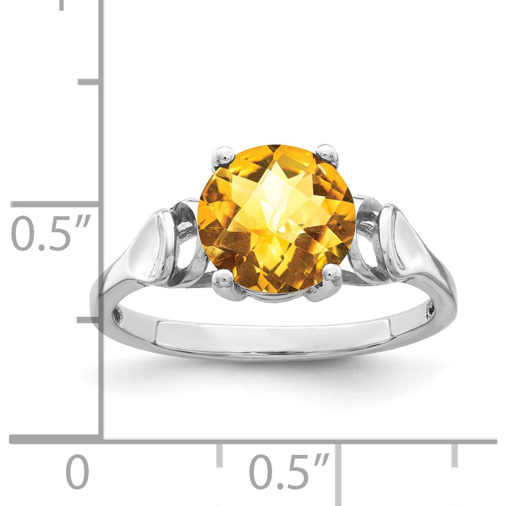 14K White Gold 8mm Citrine Checkerboard Ring - 1.75 Carat Total Citrine Weight by Monteluci Fine Jewelry
