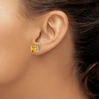 14K White Gold 8mm Citrine Stud Earrings - 1.70 Carat Total Citrine Weight by Monteluci Fine Jewelry