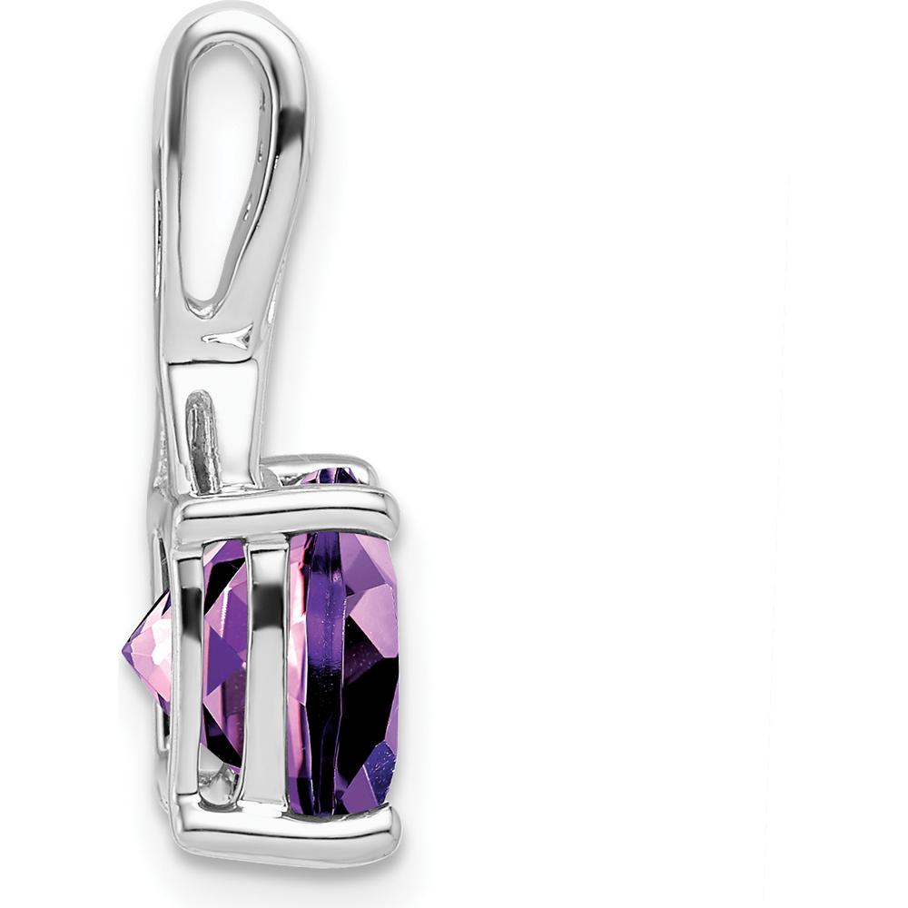 14K White Gold 8mm Cushion Amethyst and Diamond Chain Slide - 2.002 Carat Amethyst, 0.006 Carat Total Diamond Weight by Lumare Gioia