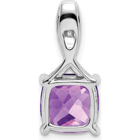 14K White Gold 8mm Cushion Amethyst and Diamond Chain Slide - 2.002 Carat Amethyst, 0.006 Carat Total Diamond Weight by Lumare Gioia