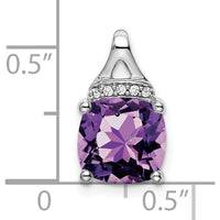 14K White Gold 8mm Cushion Amethyst and Diamond Chain Slide Pendant - 3.23 Carat Total Gem Weight by Lumare Gioia